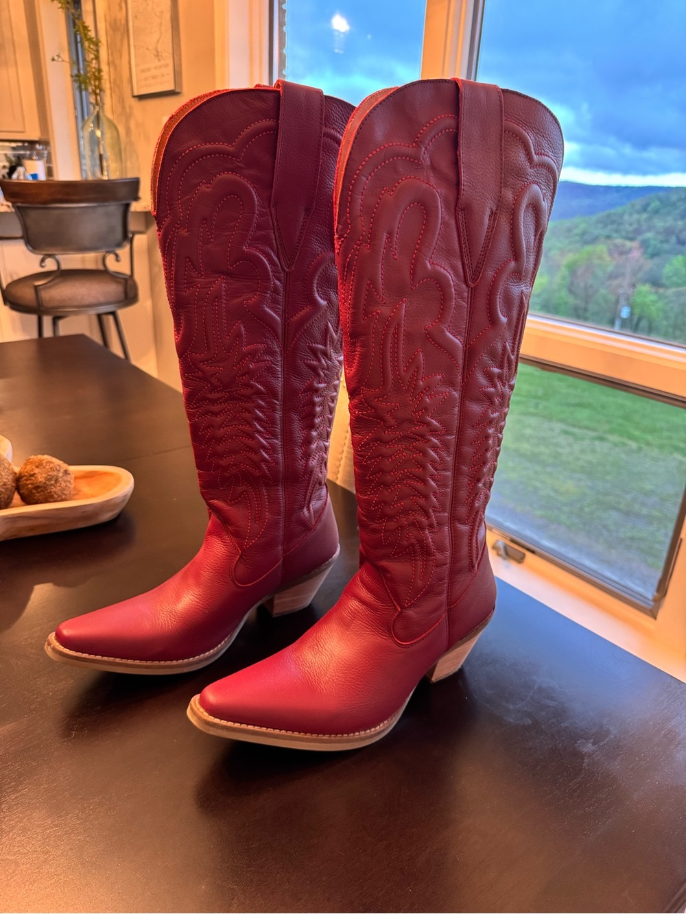 DINGO Red Raisin Kane Knee Hi Western Cowboy Boots 17inch tall. Hard to Find - Picture 13 of 13